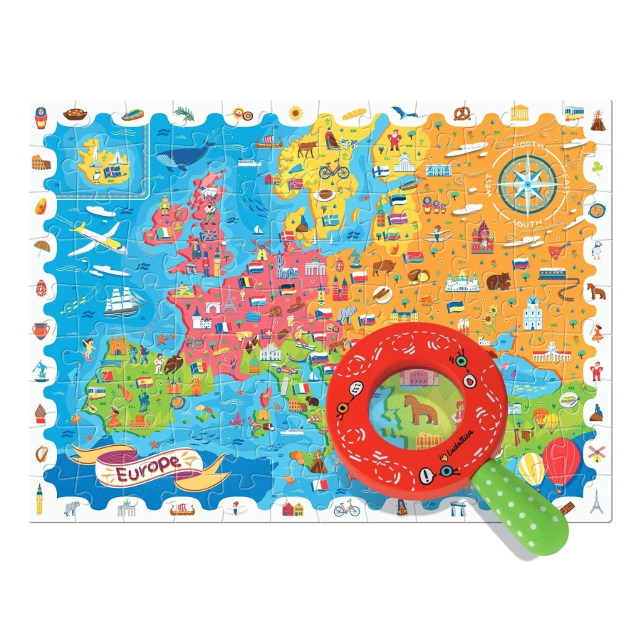 USZKODZONE OPAKOWANIE: DETECTIVE PUZZLE - puzzle, gra detektywistyczna - MAPA EUROPY / Ludattica