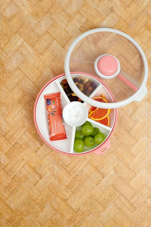 LARGE SNACK SPINNER duży pojemnik na przekąski, Coral Pink / GOBE