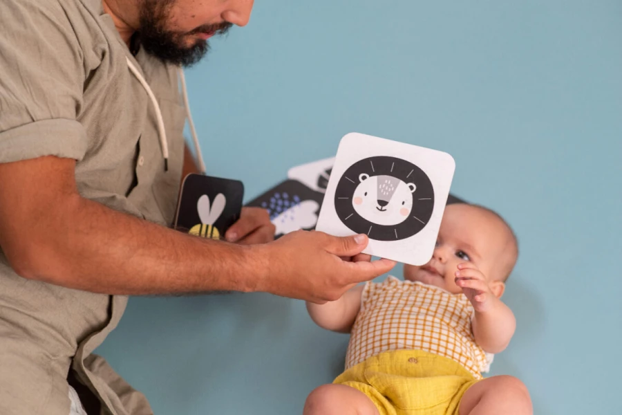 Karty Savannah z lusterkiem - zestaw edukacyjny dla niemowląt / Taf Toys