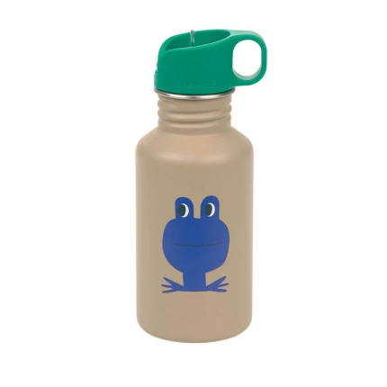 Bidon ze stali nierdzewnej z ustnikiem i uchwytem, 500 ml Happy Trails Frog / Lassig