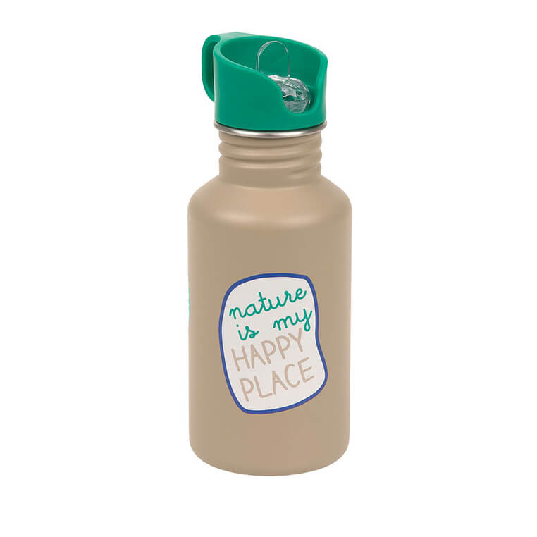 Bidon ze stali nierdzewnej z ustnikiem i uchwytem, 500 ml Happy Trails Frog / Lassig
