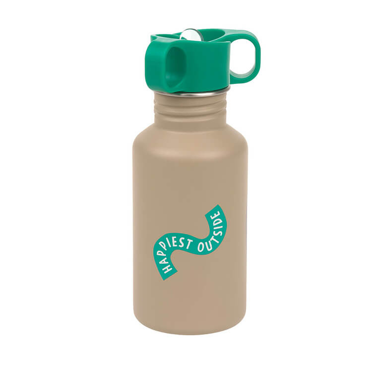 Bidon ze stali nierdzewnej z ustnikiem i uchwytem, 500 ml Happy Trails Frog / Lassig