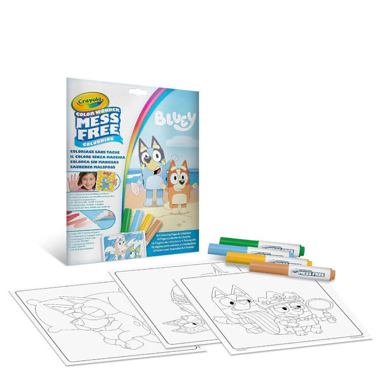 Kolorowanka dla dzieci i 4 niebrudzące magiczne flamastry Color Wonder Mess Free Bluey 3+ / Crayola