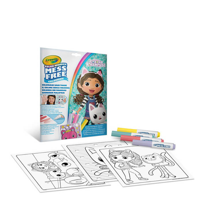Kolorowanka dla dzieci i 4 niebrudzące magiczne flamastry Color Wonder Mess Free Koci Domek Gabi 3+ / Crayola