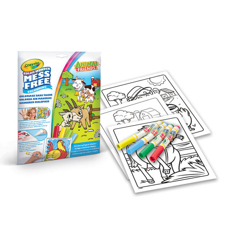 Kolorowanka dla dzieci i 4 niebrudzące magiczne flamastry Color Wonder Mess Free Animal Friends 3+ / Crayola