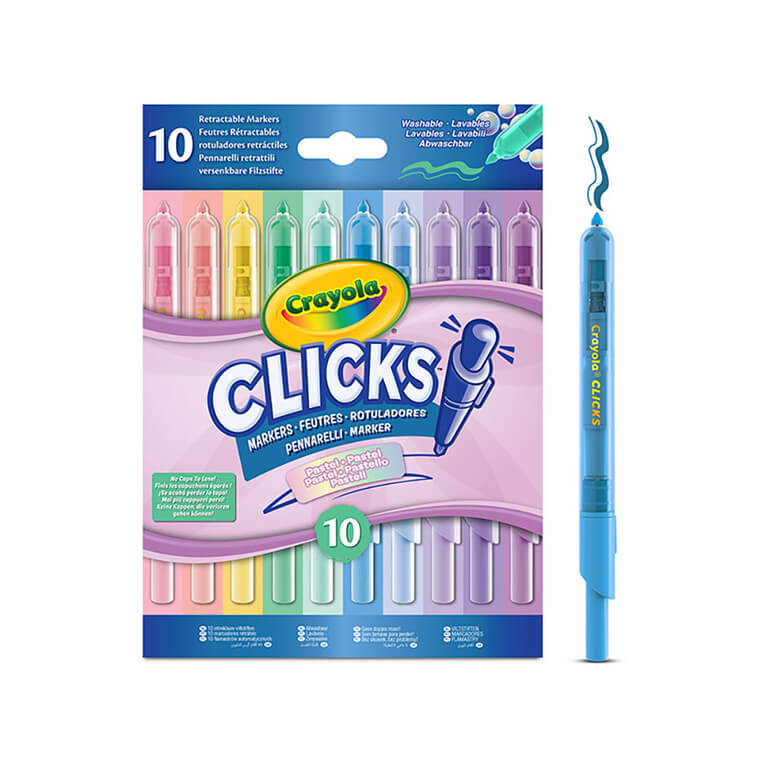 Flamastry automatyczne zmywalne pastelowe Clicks 10szt. 8+ / Crayola