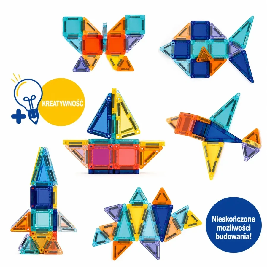 Zestaw klocków magnetycznych Magnetic Mini - przezroczyste płytki / LUDI