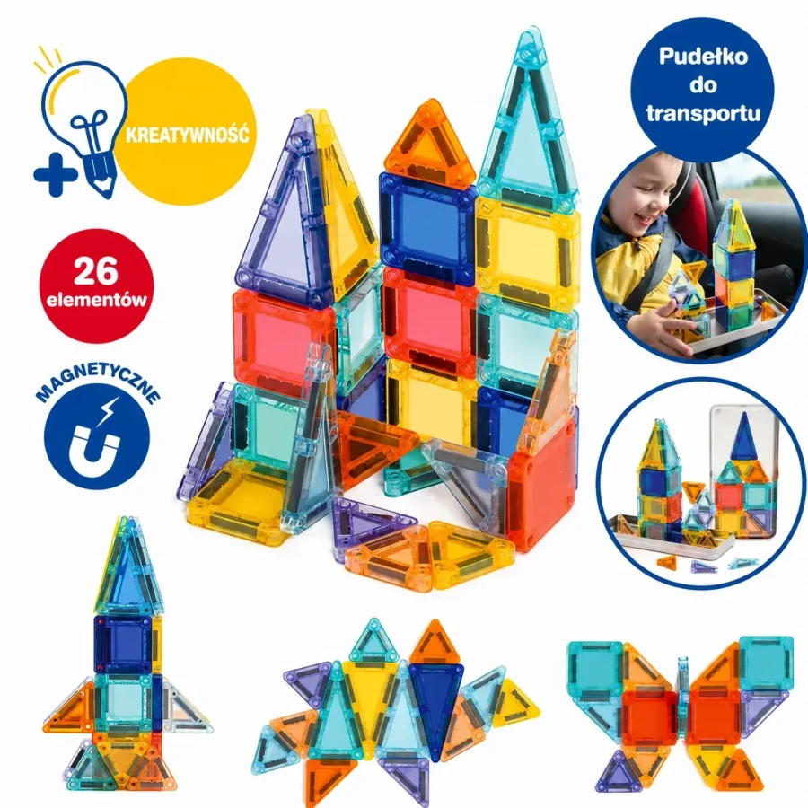 Zestaw klocków magnetycznych Magnetic Mini - przezroczyste płytki / LUDI