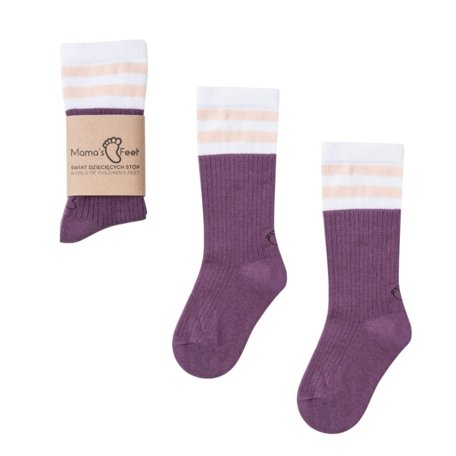 Podkolanówki OLD SCHOOL - bakłażan / Mama's Feet