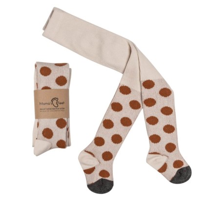 Rajstopy w kremowo - brązowe grochy  / Mama's Feet