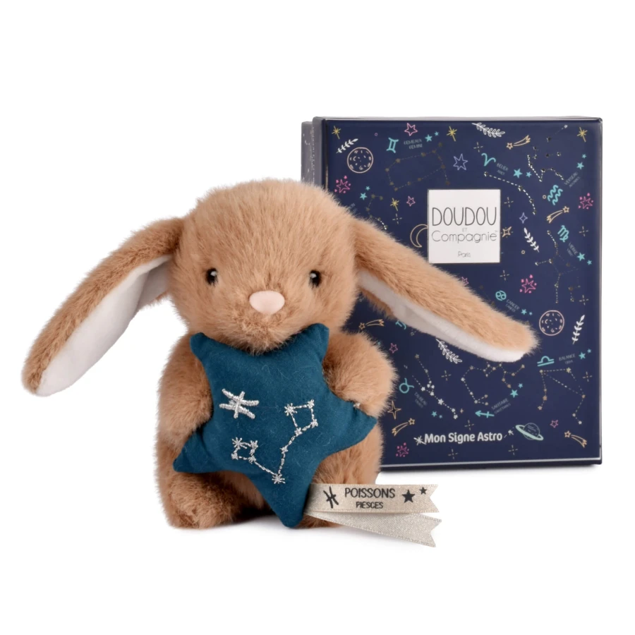 Pluszowy królik ze znakiem zodiaku DOUDOU ASTRO 12cm - Ryby / Doudou et Compagnie