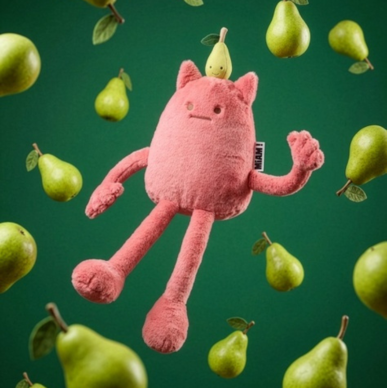 DOUDOU - MIAM! Britney Pear, różowa gruszka, 60 cm / Doudou et Compagnie