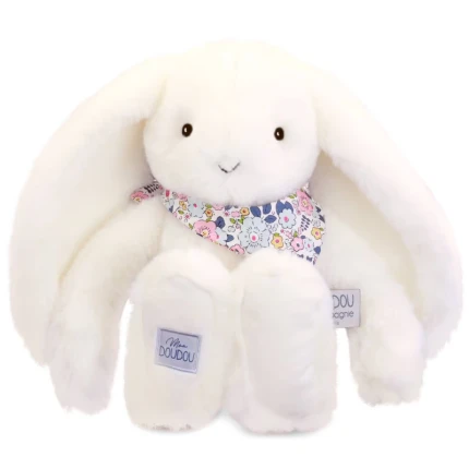 DOUDOU - pluszowy królik Lapin Fleurette, biały / Doudou et Compagnie