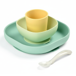 Komplet naczyń z silikonu z przyssawką yellow / Beaba