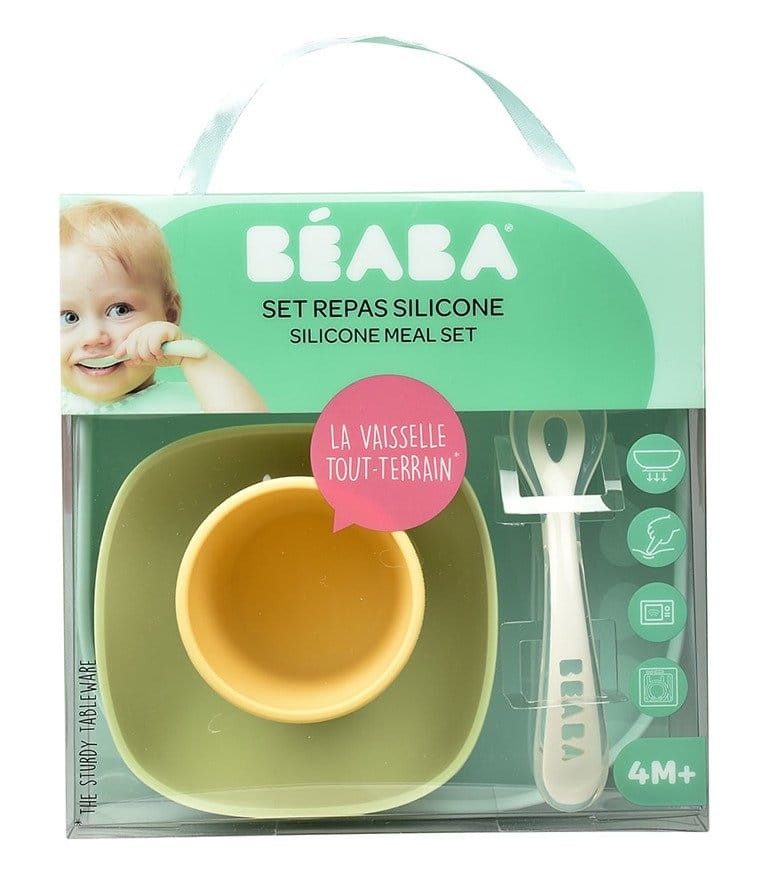 Komplet naczyń z silikonu z przyssawką yellow / Beaba
