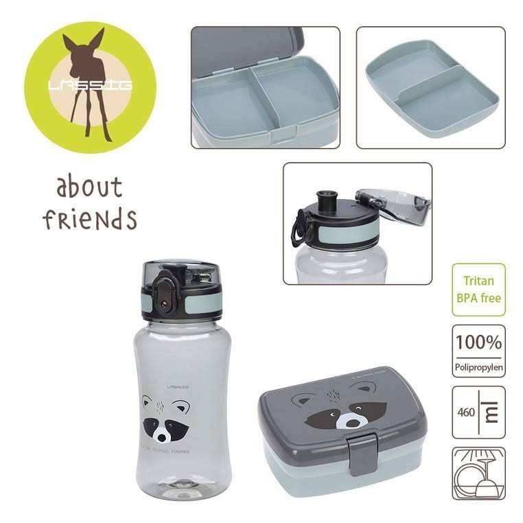 Zestaw na lunch Lunchbox + Tritanowa butelka - bidon 460 ml About Friends Szop / Lassig
