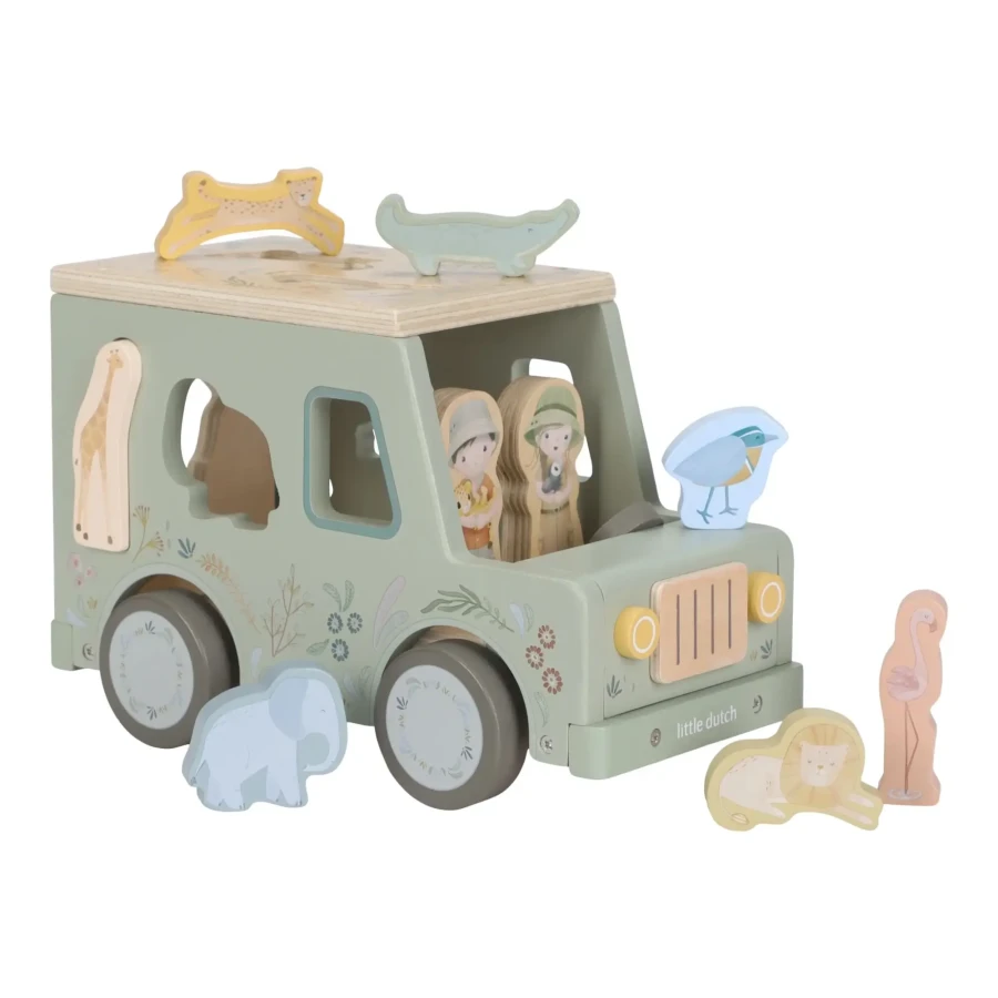 Drewniany samochód sorter Safari Friends FSC / Little Dutch