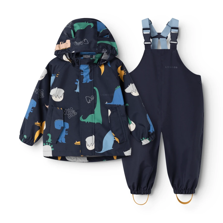 Komplet przeciwdeszczowy Manu - Dino roar, Classic navy / Liewood