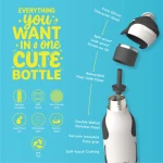 Butelka termiczna ze słomką Bestie, 460 ml - Wieloryb / Asobu