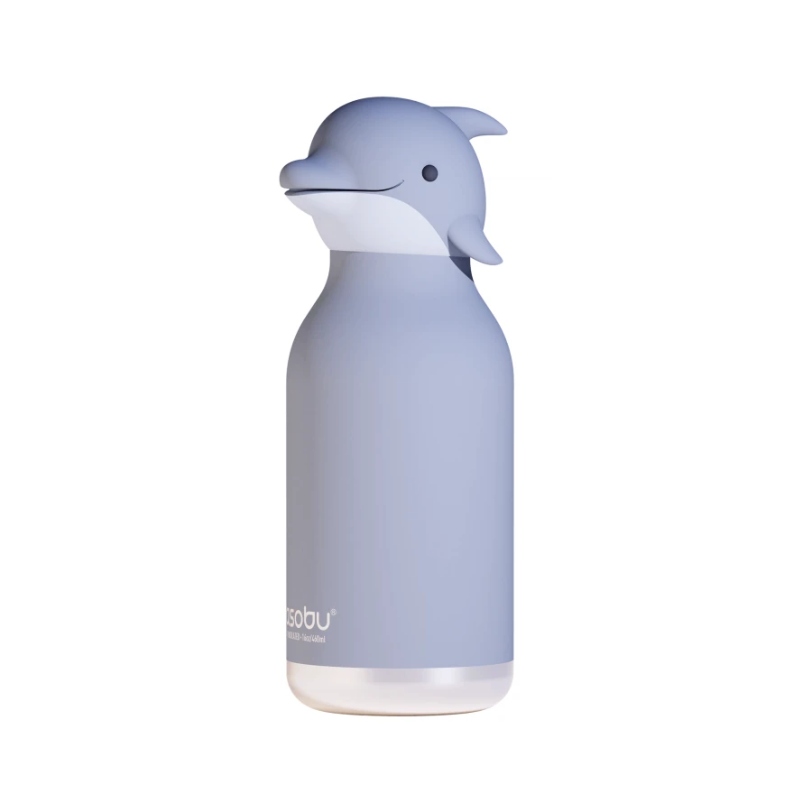 Butelka termiczna ze słomką Bestie, 460 ml - Delfin / Asobu