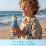 Butelka termiczna ze słomką Bestie, 460 ml - Rekin / Asobu