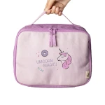 Kwadratowy Lunch Bag, śniadaniówka - Stormy Unicorn / Citron