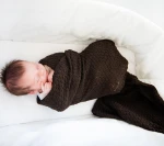 Kocyk-otulacz z 100% wełny merino - czekolada / Lullalove
