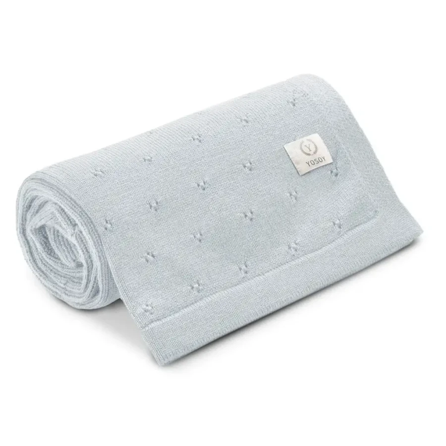 Koc dziany 100% merino wool JERSEY - błękitny / YOSOY