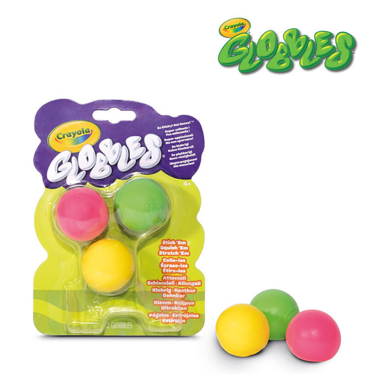 Kulki gniotki antystresowe do rzucania niebrudzące Globbles 3szt. - różowy, zielony, żółty, 3+ / Crayola