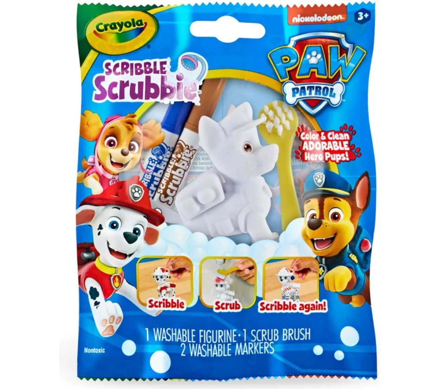 Figurka do malowania i mycia Washimals Psi Patrol - zestaw zwierzątko 1szt., flamastry zmywalne 2 szt., szczoteczka, 3+ / Crayola
