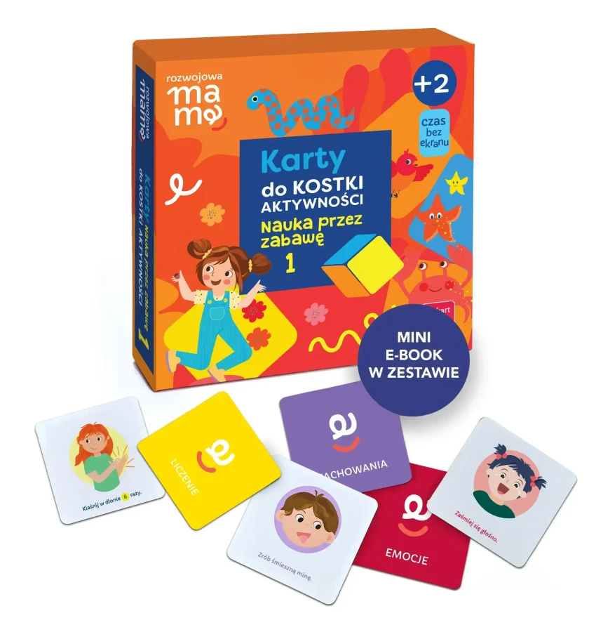 USZKODZONE OPAKOWANIE: Kostka aktywności - nauka przez zabawę. Gra + mini e-book 2+ / rozwojowa mama