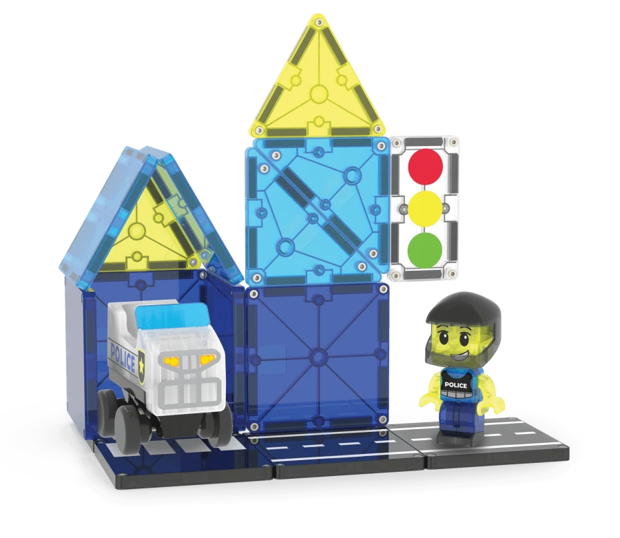 USZKODZONE OPAKOWANIE: Klocki magnetyczne Patrol Policji 20 el. / Magna-Tiles