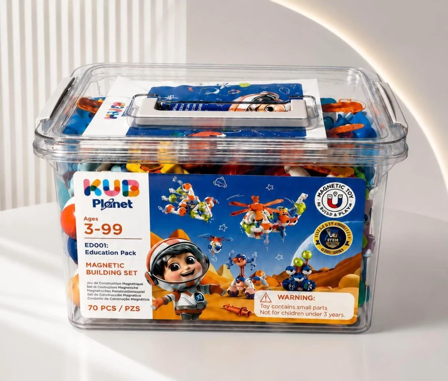 Magnetyczne klocki konstrukcyjne 3D - Education Pack, 70 elementów / KUB Planet