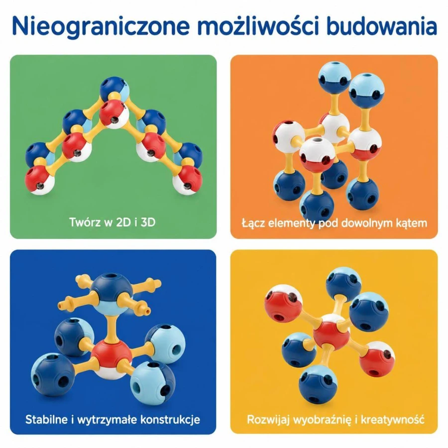 Magnetyczne klocki konstrukcyjne 3D - Education Pack, 70 elementów / KUB Planet