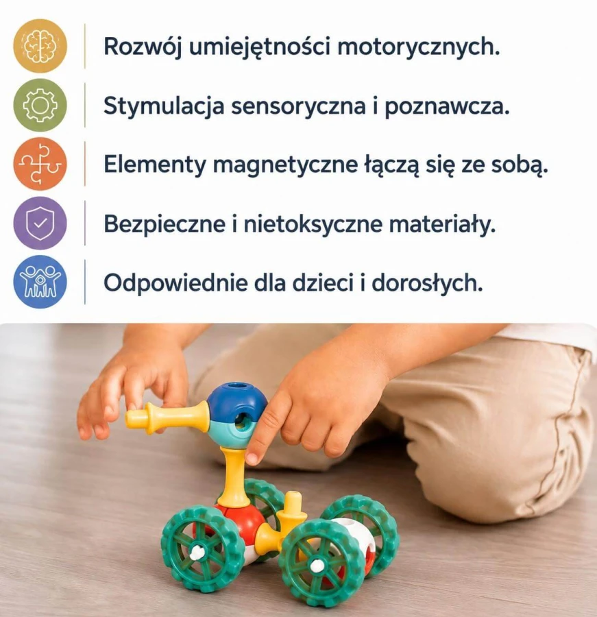 Magnetyczne klocki konstrukcyjne 3D - Education Pack, 70 elementów / KUB Planet
