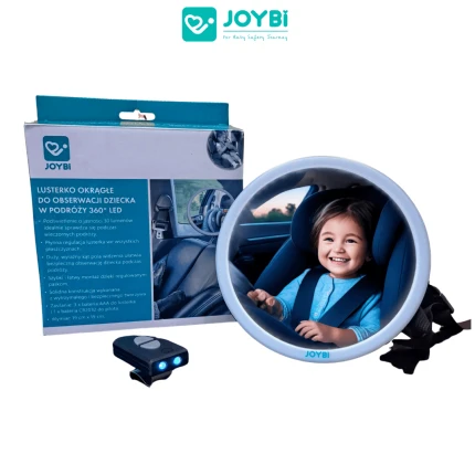 Lusterko do obserwacji dziecka w podróży 360° LED okrągłe / JOYBI
