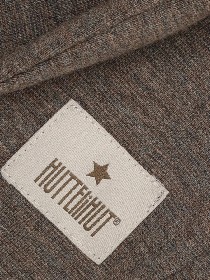 Kominiarka z uszkami królika w prążek - Brown Melange / HUTTEliHUT