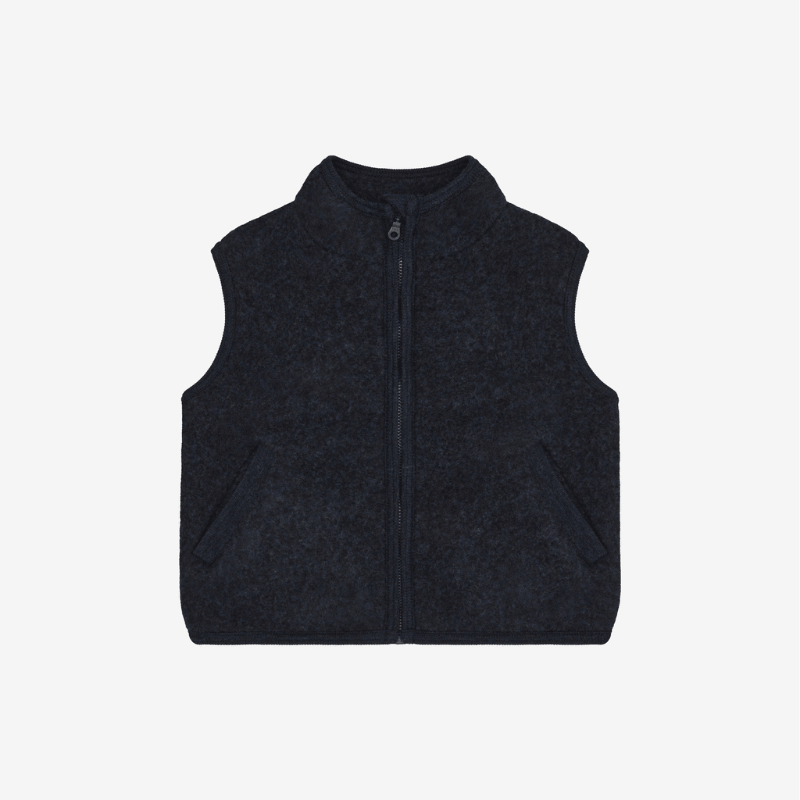 Dziecięca kamizelka 100% wełny merino - Navy Melange / HUTTEliHUT