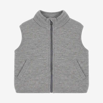 Dziecięca kamizelka 100% wełny merino, ze szczotkowanym wnętrzem - Medium Grey Melange / HUTTEliHUT