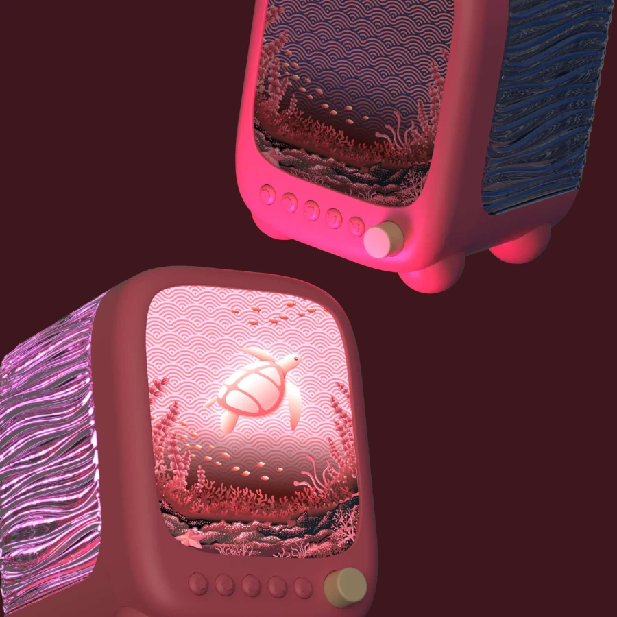 Lampka projekcyjna i głośnik Wavy Light MOB - koralowa / MOB