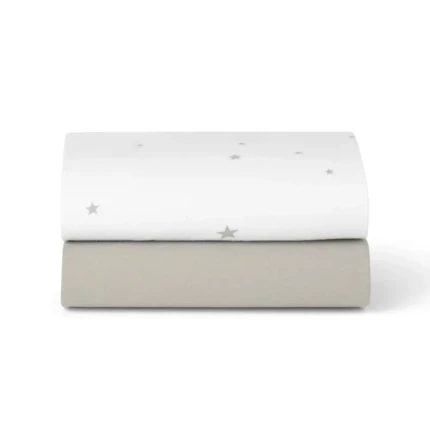 Zestaw 2 prześcieradeł do łóżeczka dziecięcego SnuzPod - white, star / Snuz