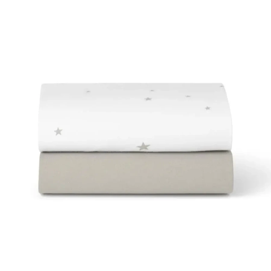 Zestaw 2 prześcieradeł do łóżeczka dziecięcego SnuzPod - white, star / Snuz