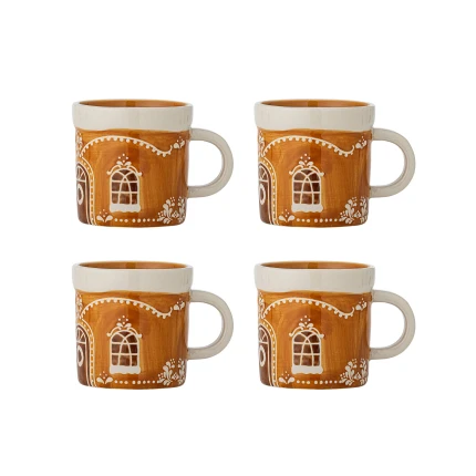 Zestaw kubków z kamionki Gina - Brown / Bloomingville Mini