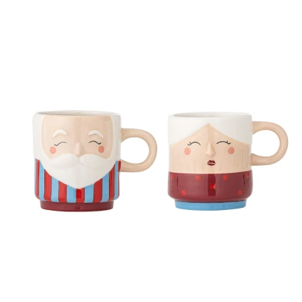 Zestaw kubków z kamionki Granny - Red / Bloomingville Mini
