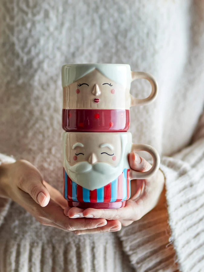 Zestaw kubków z kamionki Granny - Red / Bloomingville Mini