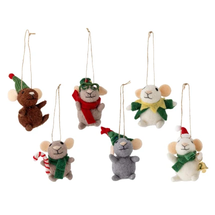 Zawieszki na choinkę Myszki Peo - Green / Bloomingville Mini