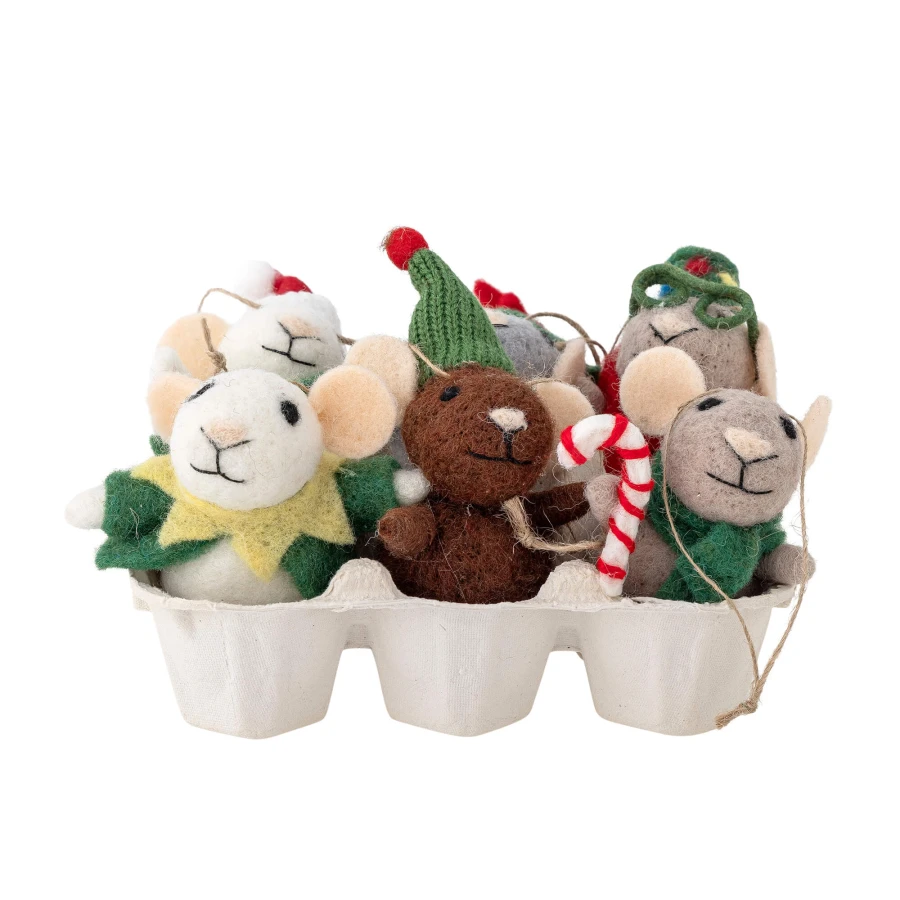 Zawieszki na choinkę Myszki Peo - Green / Bloomingville Mini