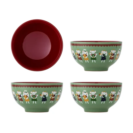 Miseczki dziecięce z kamionki Peo, 4szt. - Green / Bloomingville Mini