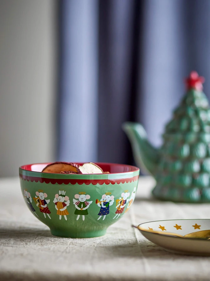 Miseczki dziecięce z kamionki Peo, 4szt. - Green / Bloomingville Mini