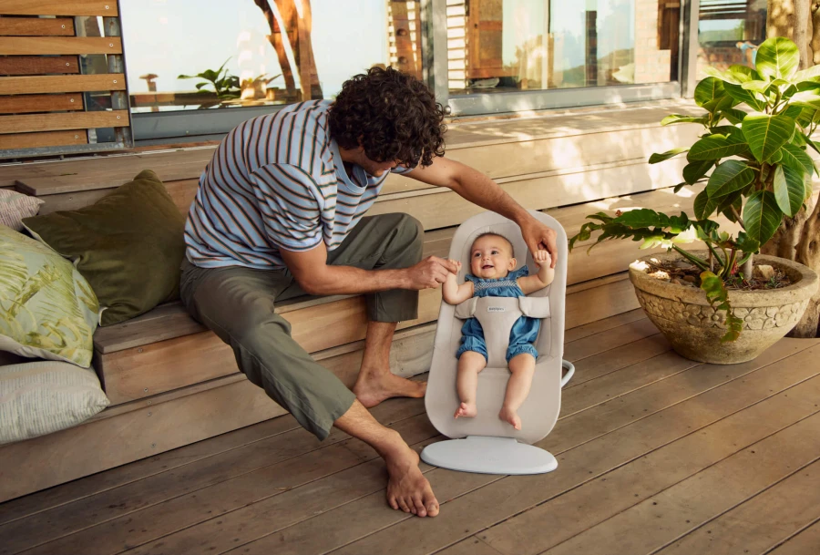 BABYBJORN - leżaczek BEGIN WOVEN, piaskowoszary